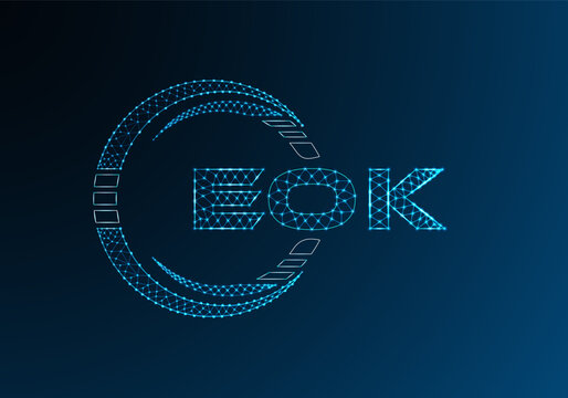 EOK low poly letter logo vector design. EOK lower poly logo design. Low poly logo.