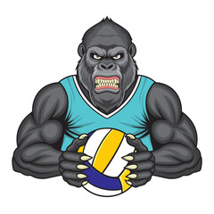 gorilla volleyball mascot vector illustration design