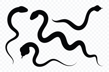 Fototapeta premium Snake silhouette icon. Collection of snake silhouettes in various forms. Snake icon vector illustration