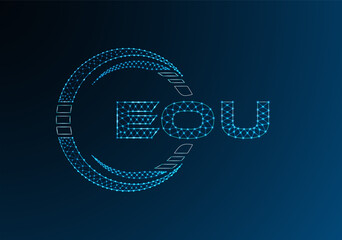 EOU low poly letter logo vector design. EOU lower poly logo design. Low poly logo.