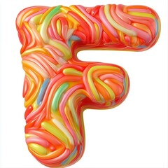 Colorful letter F shaped like candy