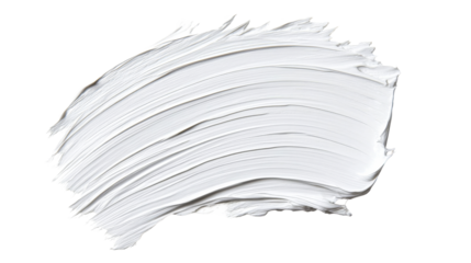 Artistic white paint stroke with smooth texture and clear background
