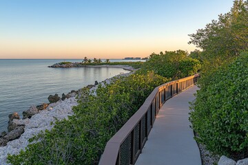 Fototapeta premium Coastal walkway at dawn