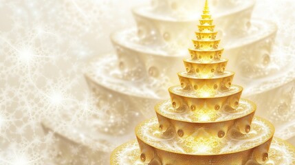 Fototapeta premium Golden, tiered Christmas tree fractal design