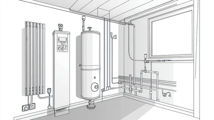 Utility Room with Heating and Water Systems
