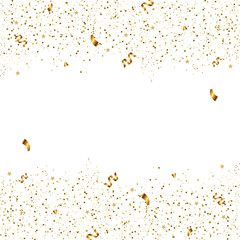 Realistic golden confetti with shimmer and stars. party and celebration theme.