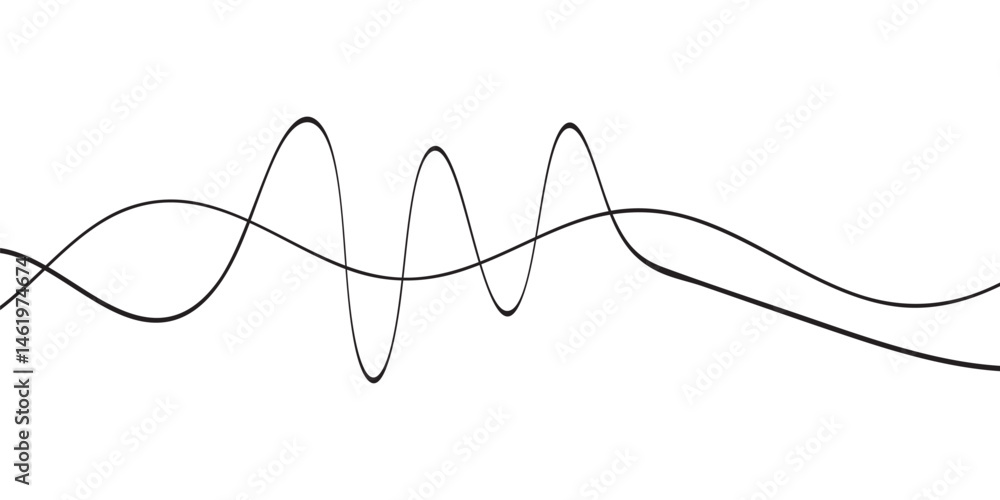 Poster set of thin line waves vector. wave line set. zigzag. vector. deferent types of wave lines. abstract