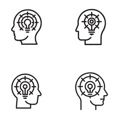 Focused Mind Outline Icon for Mental Clarity and Motivation
