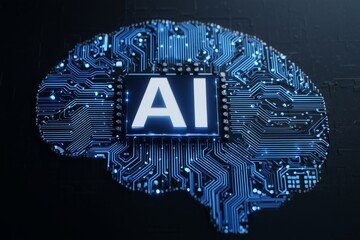 AI Brain on Circuit Board for Digital Intelligence