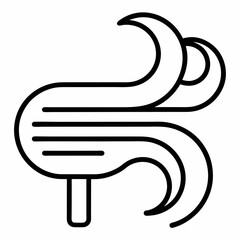 Windy airflow outline icon on white background 