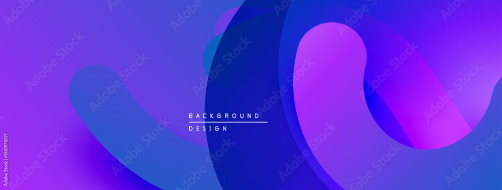 Aufkleber Abstract flowing shapes, vibrant purple, blue gradients. Modern design element for backgrounds, presentations. Smooth curves create dynamic visual effect.