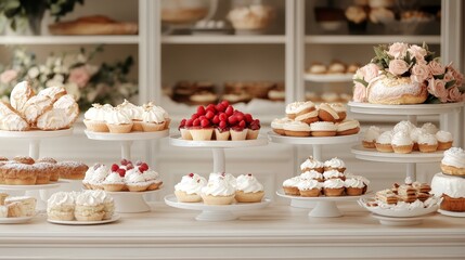 Delicious pastries and baked pies showcase at a charming bakery eclairs croissants and more in a cozy environment