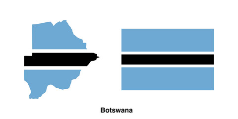 vector map and flag of Botswana on transparent background