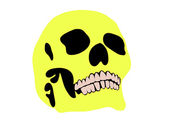 Illustrated yellow skull horror Halloween head skeleton