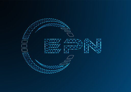 EPN low poly letter logo vector design. EPN lower poly logo design. Low poly logo.