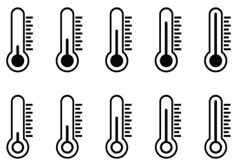 Obraz premium Temperature icon set. Thermometer icon. Temperature Symbol. Cold and hot icon vector.