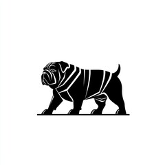 Fototapeta premium Bulldog silhouette, walking, white background, logo design