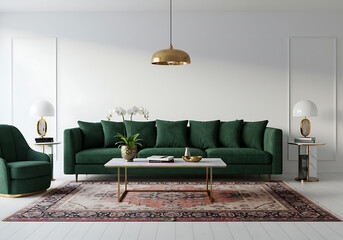 Green Velvet Sofa Living Room Interior Design