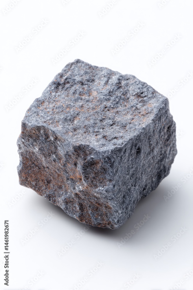 Poster minimalistic image of single piece of coal on clean white background with ample copy space
