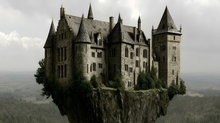 Fototapeta premium castle with magical bridges made of pure energy