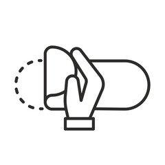 peel off sticker icon, open here, off duct tape, thin line vector illustration