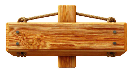 Fototapeta premium Wooden Plank and Rope: This image showcases a robust wooden plank, intricately joined with sturdy ropes. The warm, natural tones of the wood are complemented by the rustic texture.