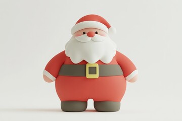 3D rendered illustration of a cheerful, stylized Santa Claus.  A cute, cartoonish depiction of the jolly figure