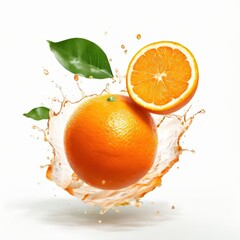 an AI Image Generator, Fresh Orange Splash Surrounded by Juice