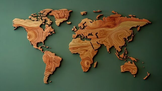 Fototapeta Wood world map (1)