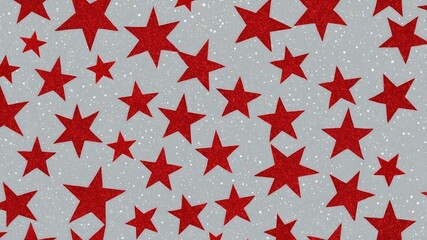 Obraz premium Seamless red stars glitter pattern on gray background