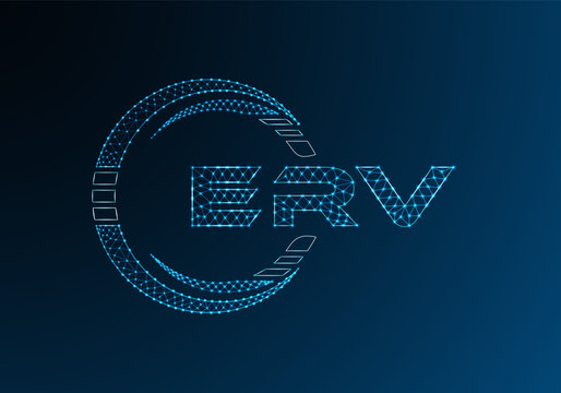 ERV low poly letter logo vector design. ERV lower poly logo design. Low poly logo.