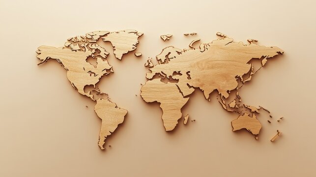Fototapeta Wooden world map (3)
