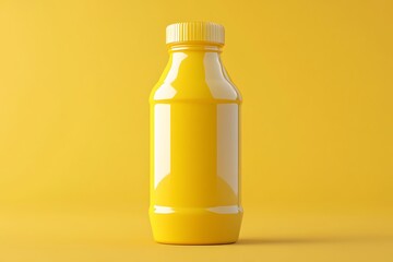 Bottle Squeeze of yellow mustard Ketchup mayo plastic container with no label empty Isolated White background Vertical mockup isolated on yellow
 