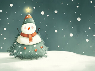 Obraz premium Festive snowman tree. Winter wonderland charm