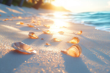 sandy beach texture with shell fragments,