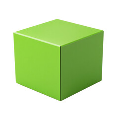 Green Cube 3D Render isolated on transparent background