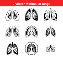 Lung - Illustration,Lungs Icon on Black and White Vector Backgrounds,Lungs Icon on Black and White Vector Backgrounds