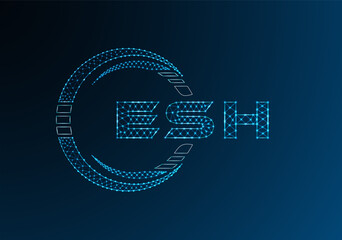 ESH low poly letter logo vector design. ESH lower poly logo design. Low poly logo.