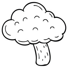 Mushroom vector Silhouette Line art illustration Dreamy cloud shaped mushroom