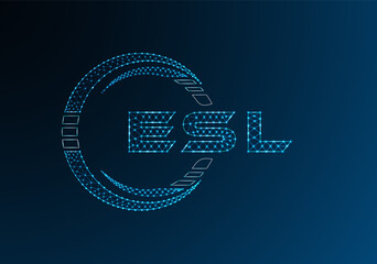 ESL low poly letter logo vector design. ESL lower poly logo design. Low poly logo.