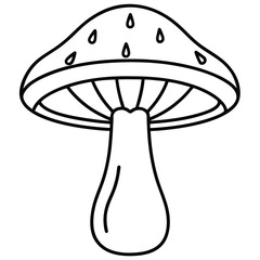 Mushroom vector Silhouette Line art illustration Mushroom sketch with fine stippling