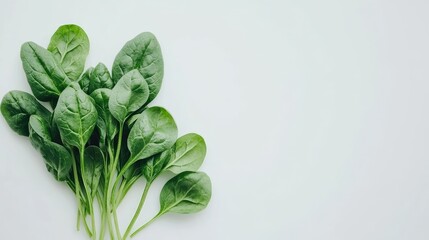 Fresh Green Spinach Leaves on Light Background for Healthy Meals