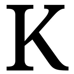 Bold Black Capital Letter K Serif Font, Typography, Alphabet, Classic Design, Monogram