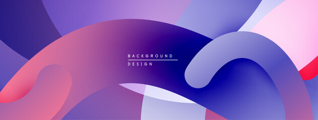 Abstract fluid shapes, vibrant colors blend. Modern design, dynamic composition, smooth gradients create visual interest. Background elements suggest movement.