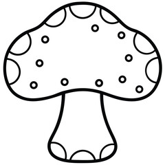 Mushroom vector Silhouette Line art illustration Mushroom frame with dot accents