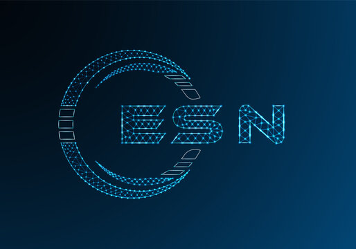 ESN low poly letter logo vector design. ESN lower poly logo design. Low poly logo.