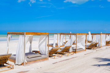 Beach cabanas on Isla Holbox