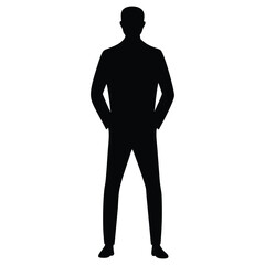 Man Silhouette – Male Human Figure Vector Symbol and Person Icon