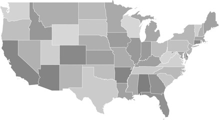 Contiguous United States vector map with state boundaries (Web Mercator projection, PPT-compatible & fully editable)
