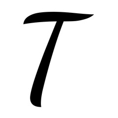 Elegant Cursive Capital Letter T Calligraphy Style Font, Handwritten Alphabet Design, Black and White Typography